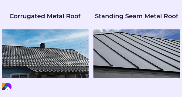 corrugated and standing seam metal for roof