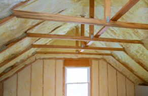 Insulation installed in the roof of a new build