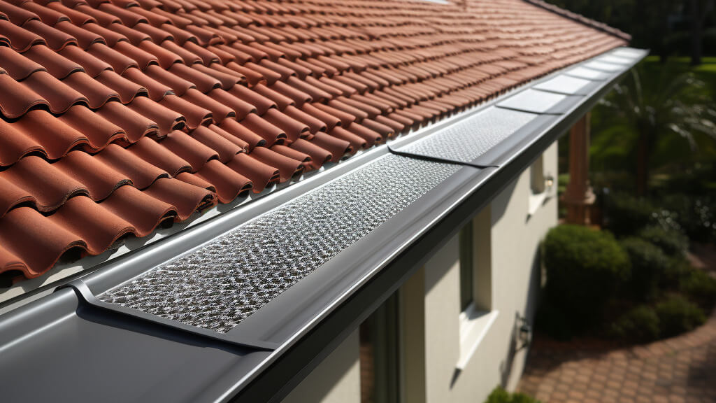 Image of steel mesh gutter guards installed