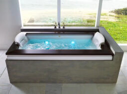 Jacuzzi FUZION 7242 Drop-In Bath installed in a modern bathroom with large windows