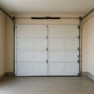 Single car garage door as seen from inside the garage