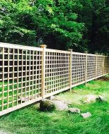 Lattice fence in a yard