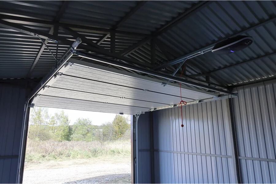 image of an opened sectional garage door