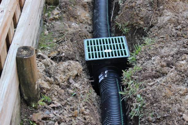 french drain in a ditch