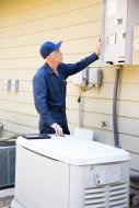 Contractor installing generator