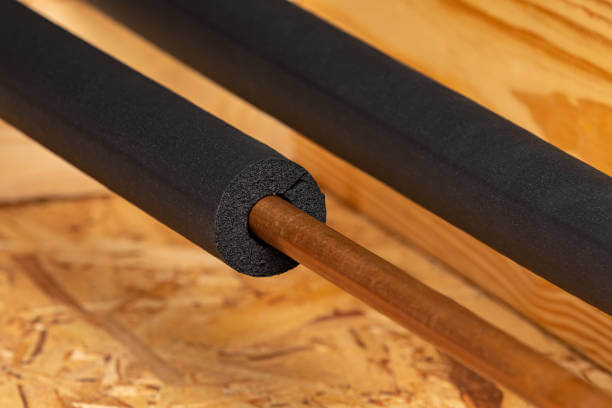 Rubber pipe insulation on a copper pipe