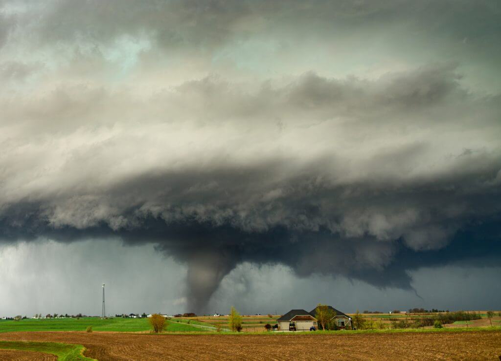 Destructive tornado near Minden, Iowa during a tornado outbreak in the region on April 26th, 2024.