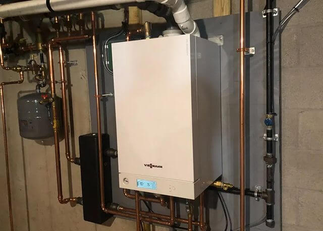 Wall-mounted viessmann boiler installed