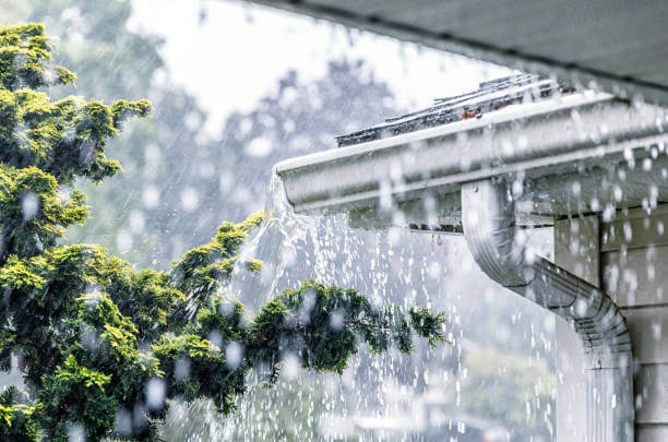 K-style gutter in heavy rain
