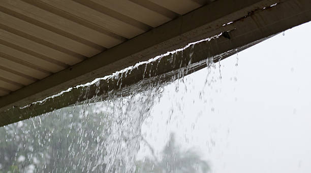 Gutter sagging during heavy rainstorm