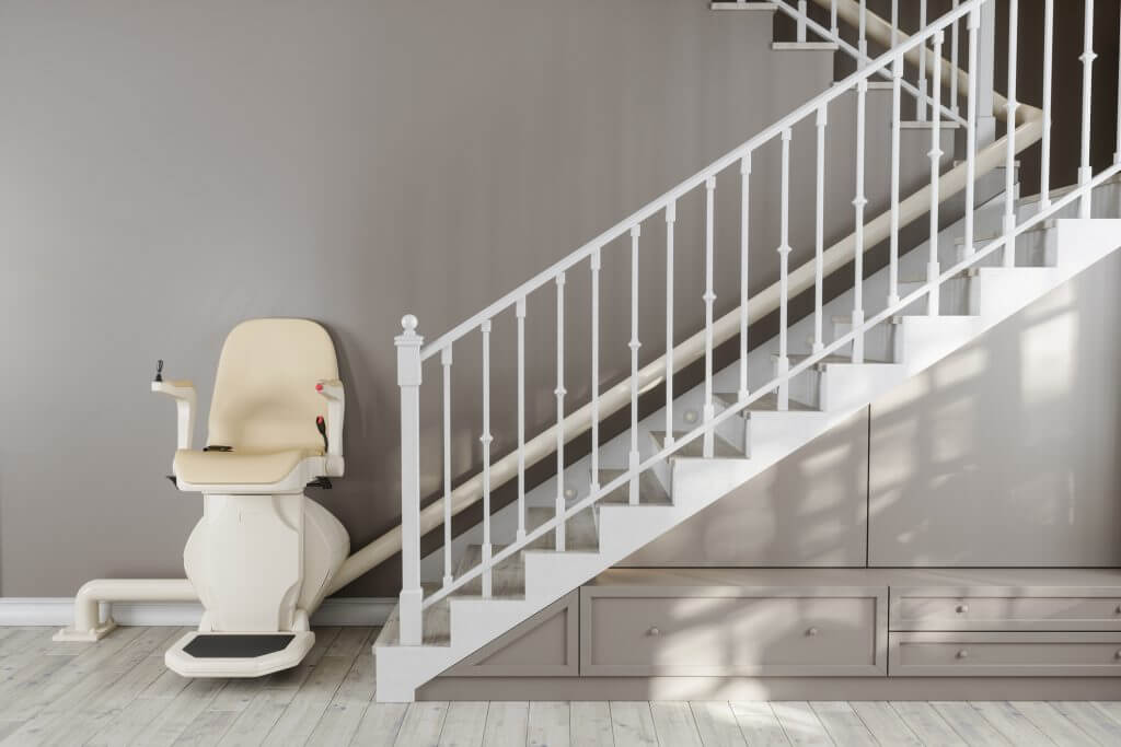 Stairlift chair in modern home interior