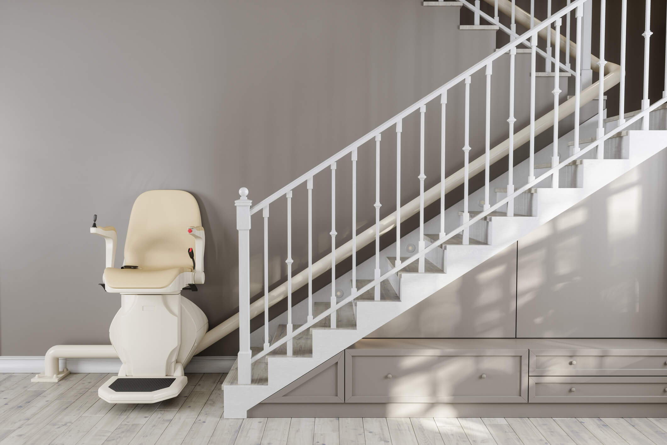 Stairlift chair in modern home interior