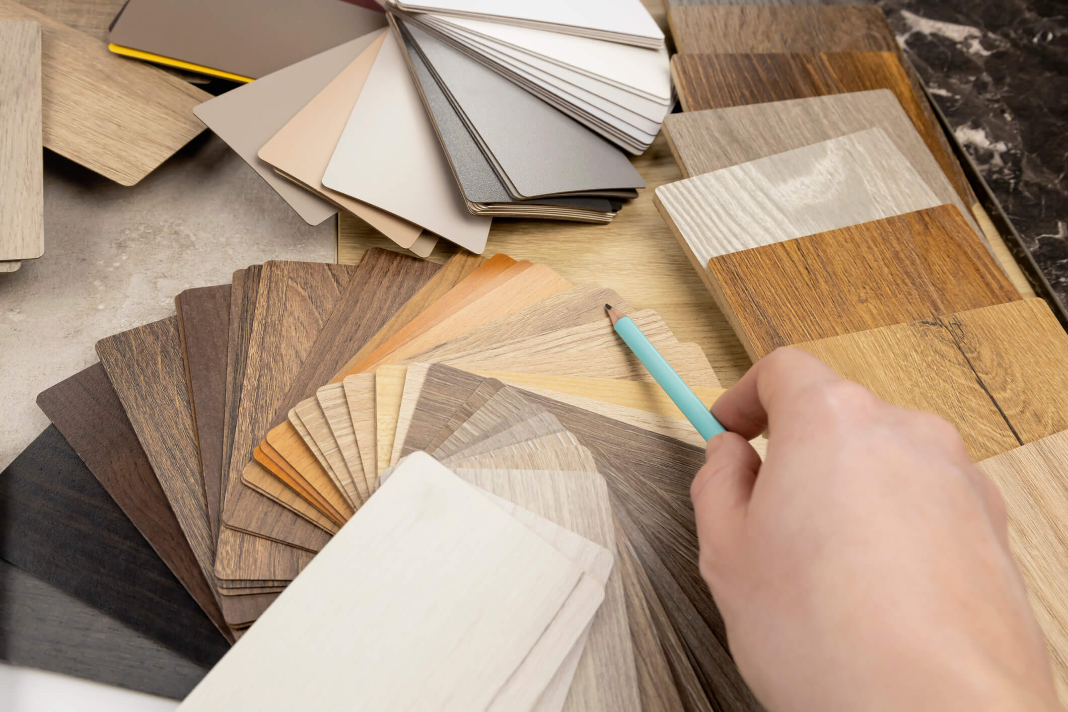 A selection of various types of flooring