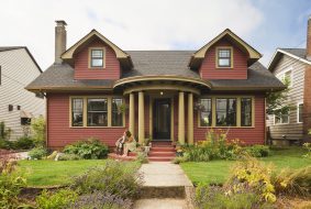 Cottage with red hardie siding