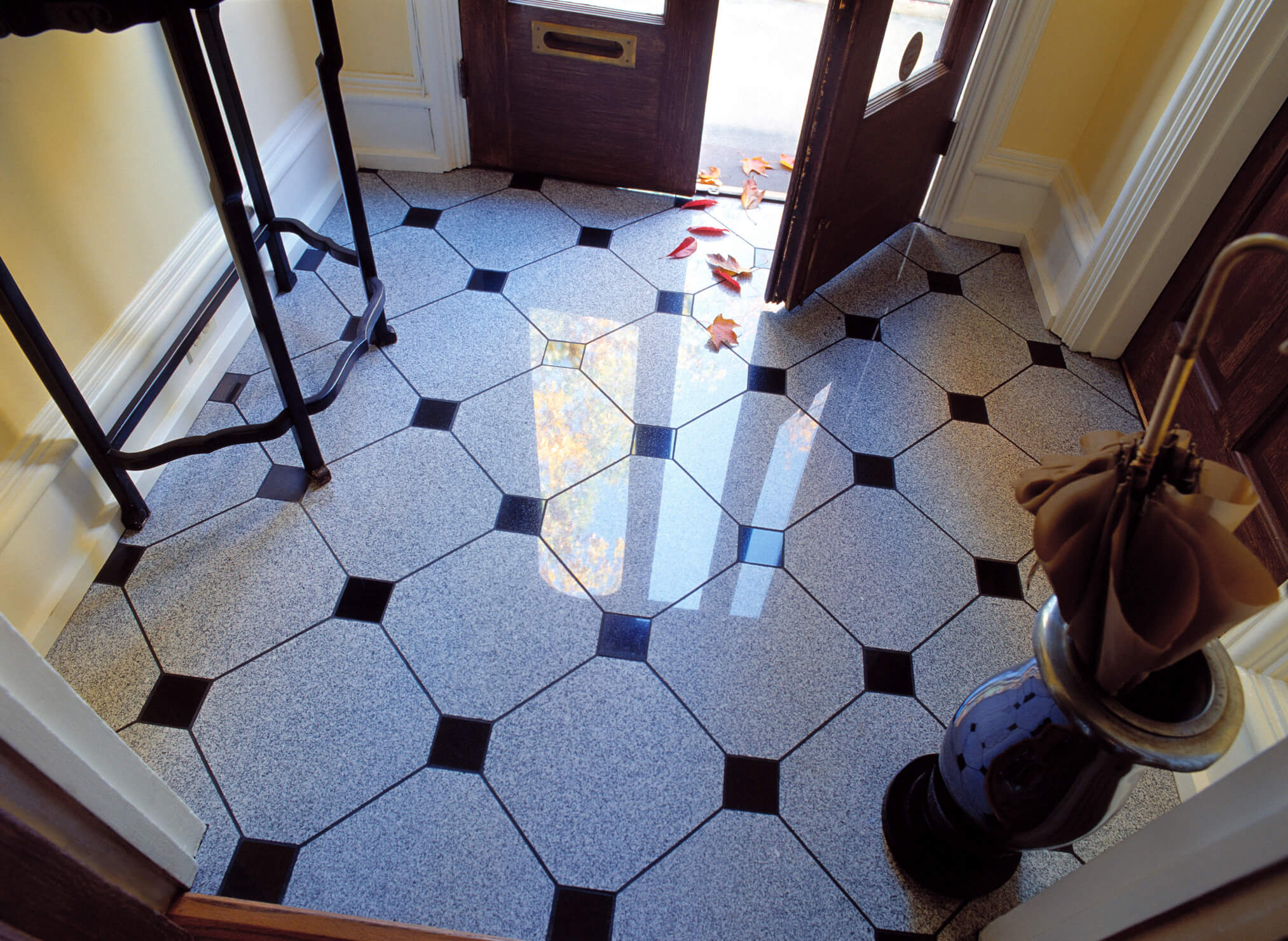 Reflections on tiled entranceway