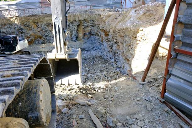 Close-up of an excavator