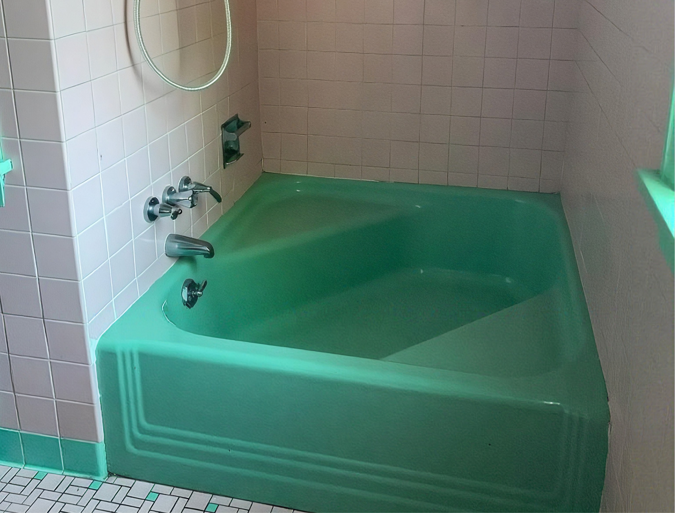 green vintage cast iron "cinderella" bathtub